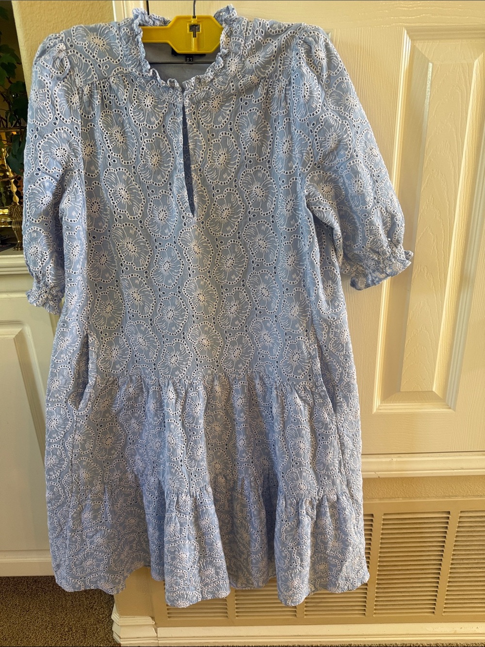 ME EM Light Blue Eyelet Cotton broderie anglaise $445 dress amazing cute